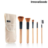 Wooden Makeup Brush Set with Carry Case – 5 Piece | InnovaGoods