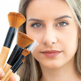 Wooden Makeup Brush Set with Carry Case – 5 Piece | InnovaGoods
